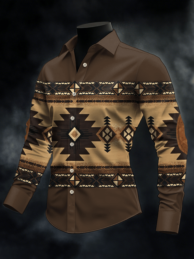 Men's Retro Western Print Casual Shirt