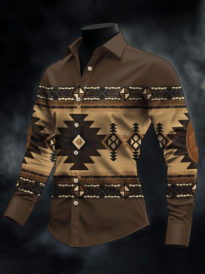 Men's Retro Western Print Casual Shirt