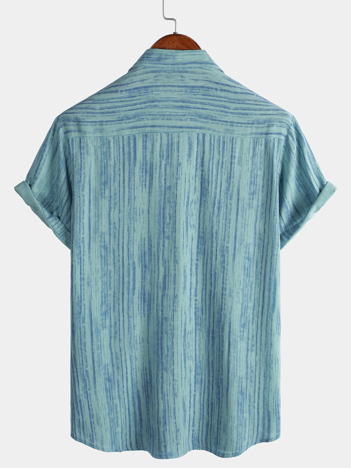Men's Breathable Short Sleeve Pocket Black Striped Shirt
