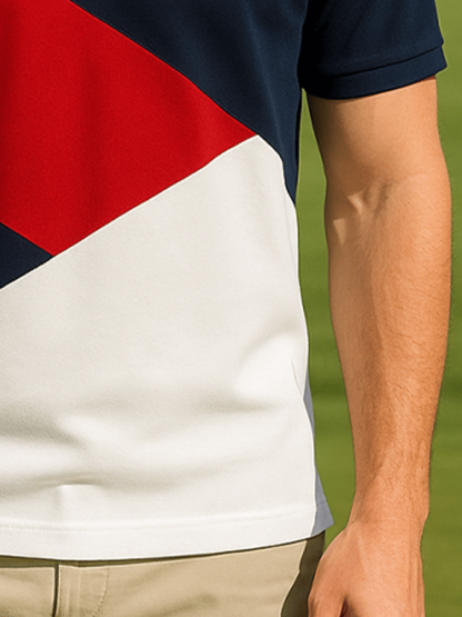 Men's basic daily casual stitching sports contrast color short-sleeved