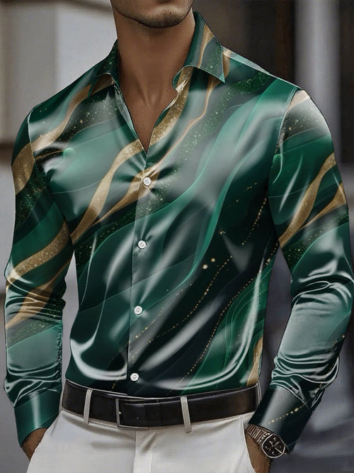 Men's Satin Luxe Long Sleeve Button Down Shirt