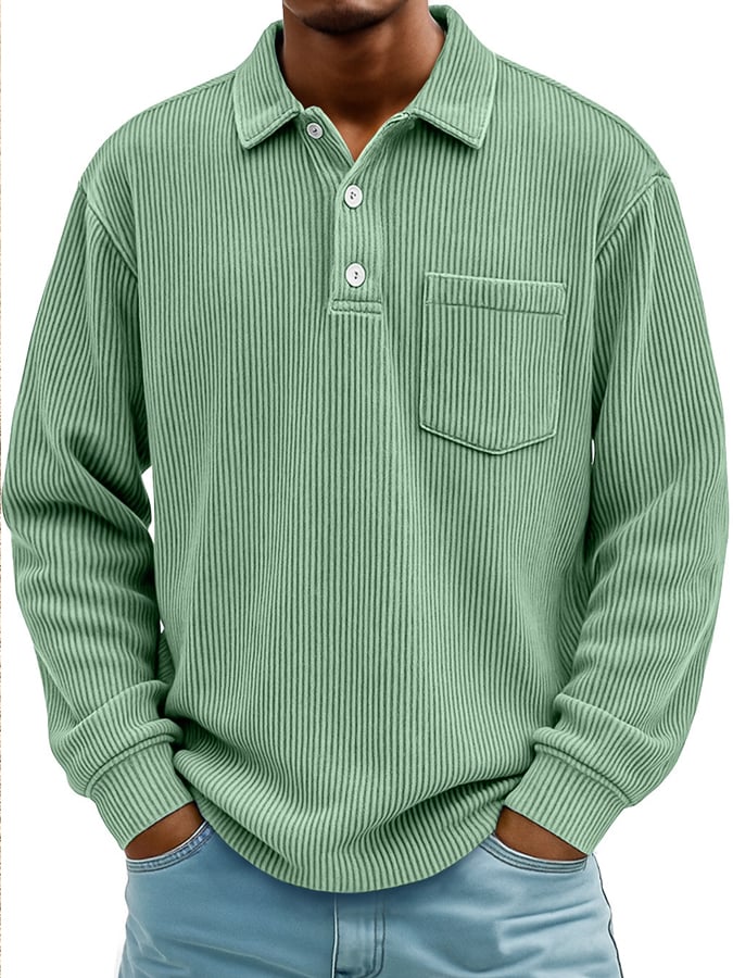 Men's Vintage Corduroy Pocket Polo Shirt