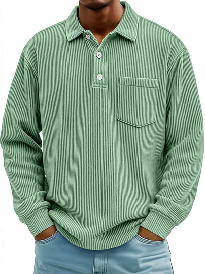 Men's Vintage Corduroy Pocket Polo Shirt