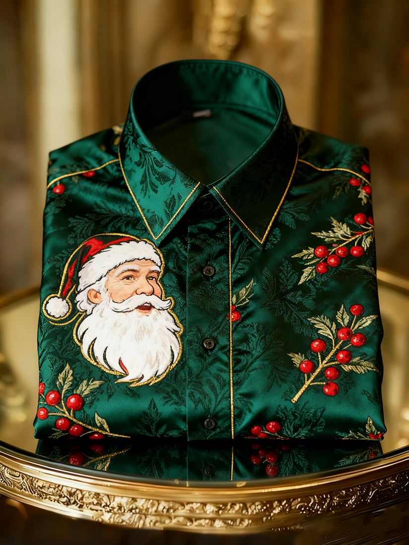 Men's  Christmas Long Sleeve Button-Down Shirt