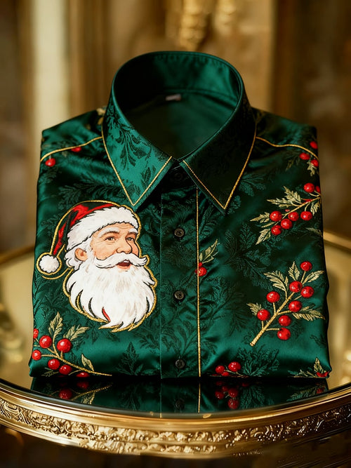 Men's  Christmas Long Sleeve Button-Down Shirt