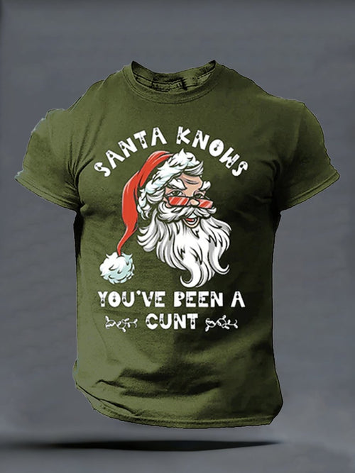 Men's Casual Retro Christmas Santa Claus Print T-shirt