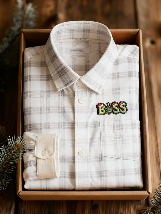 Men's Business Christmas Print Long-Sleeve Shirt