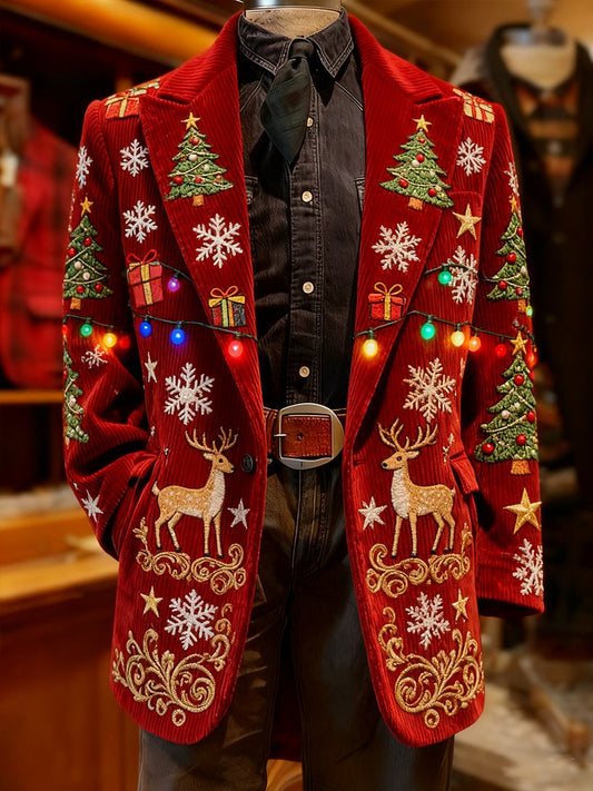 Men's Corduroy Christmas Gift Lapel Suit Jacket