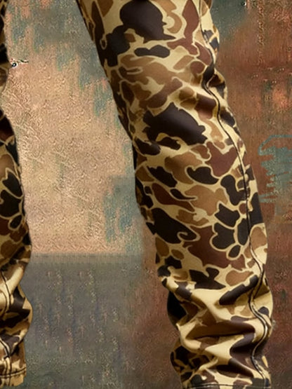 Men's Vintage Camouflage Distressed Pocket Work Pants