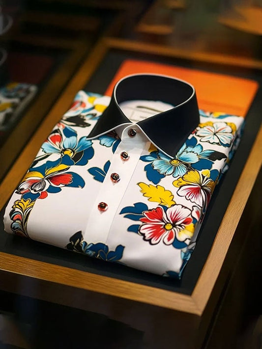 Men's Luxury Business Floral Short Sleeve Shirt