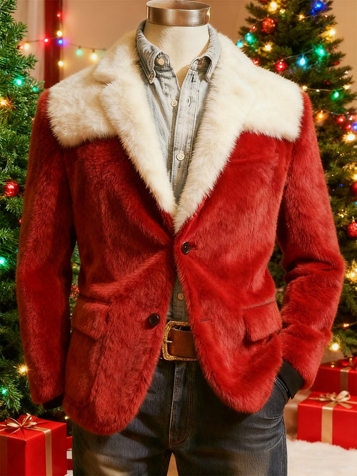 Men's Christmas Flannel Lapel Suit Jacket