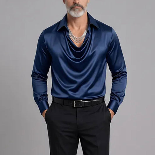 Men's Solid-Color, Minimalist Shirt-Collar Top