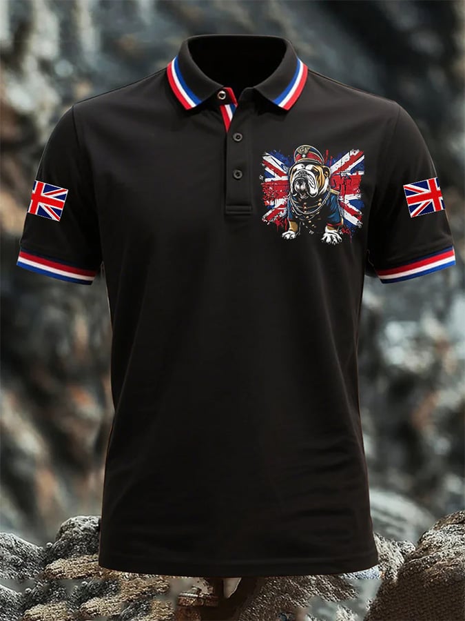Men's Vintage British Bulldog Casual Short Sleeve Polo Shirt