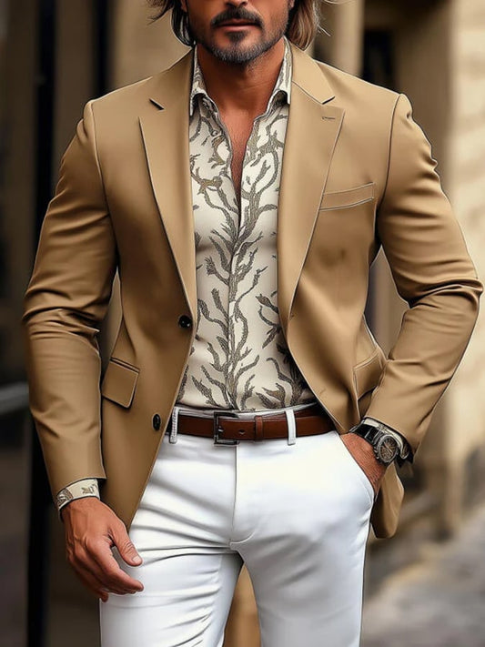 Men'S Casual Solid Color Lapel Single-Breasted Loose Suit