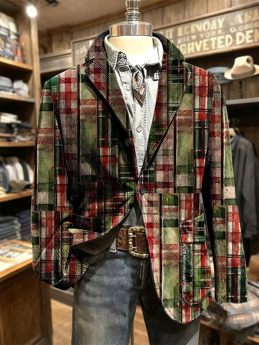 Men's Retro Christmas Print Casual Blazer