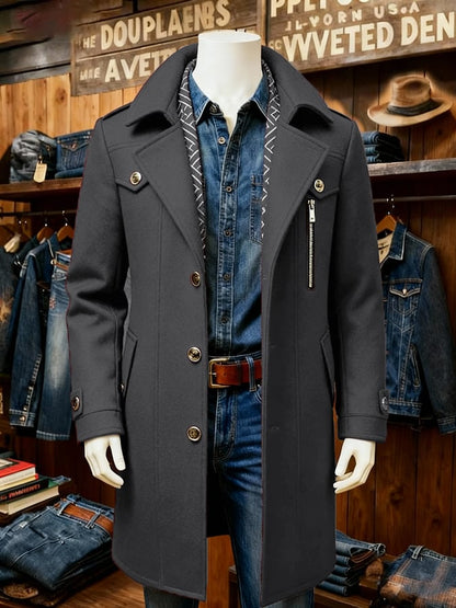 Men's Fashion Scarf Collar Warm Quilted Tweed Windbreaker Jacket