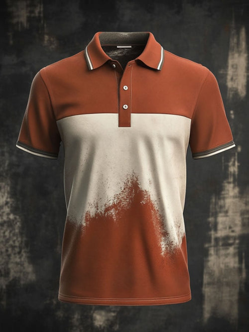 Men'S Casual Classic Contrast Color Print Business Short-Sleeved Polo Shirt