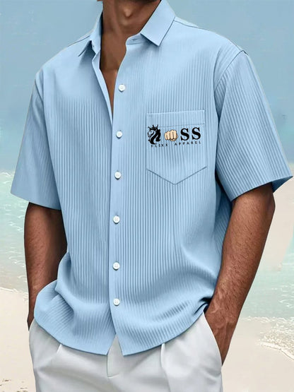 Men's Casual Contrast Color Holiday Ice Striped Shirt