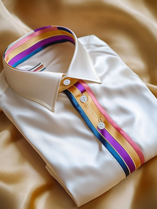 Men's Business Casual Striped Lapel Short Sleeve Shirt