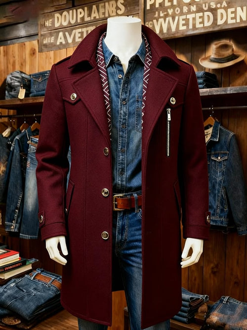 Men's Fashion Scarf Collar Warm Quilted Tweed Windbreaker Jacket