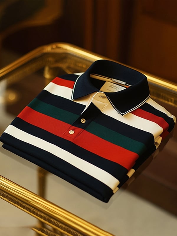 Men's Classic Business Logo Button Short Sleeve Polo Shirt