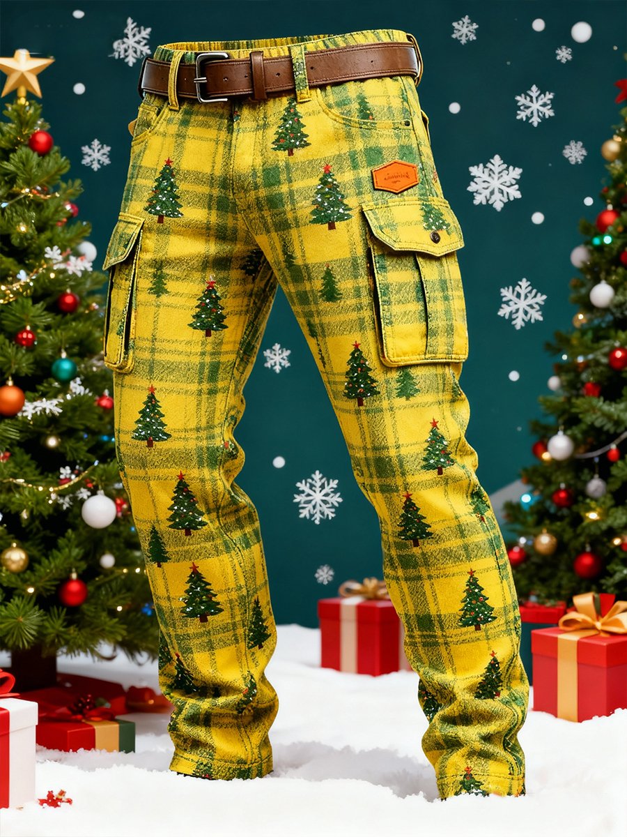 Men's Christmas Tree Print Cargo Pants