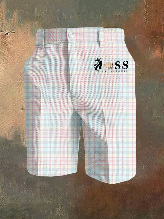 Men's Casual Plaid Waffle Pants