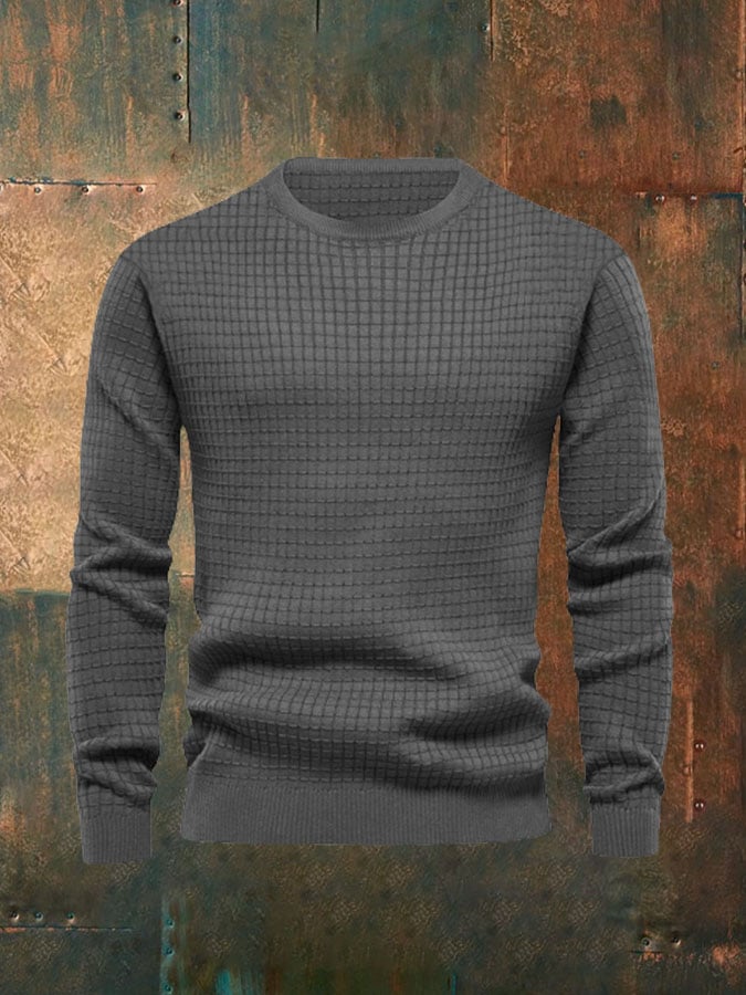 Men'S Retro Square Round Neck Sweatshirt