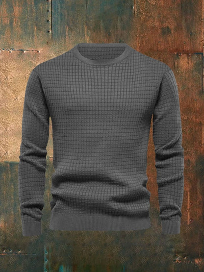 Men'S Retro Square Round Neck Sweatshirt