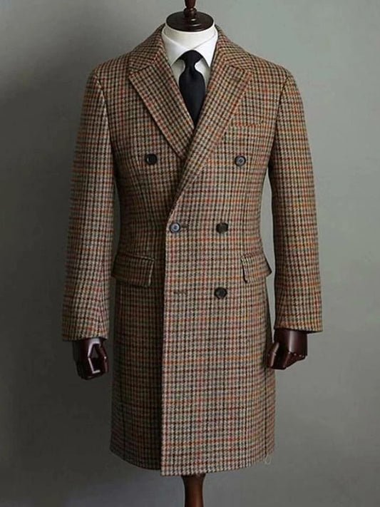 Classic Pointed Lapel Double-Breasted Slim Fit Wool Coat