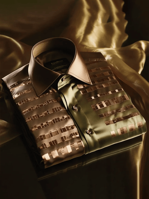 Men's Satin Luxe Long Sleeve Button Down Shirt