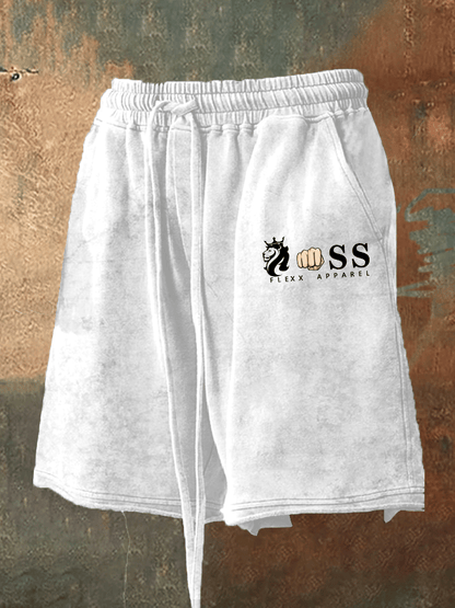 Men's Retro Letter Print Loose Casual Shorts