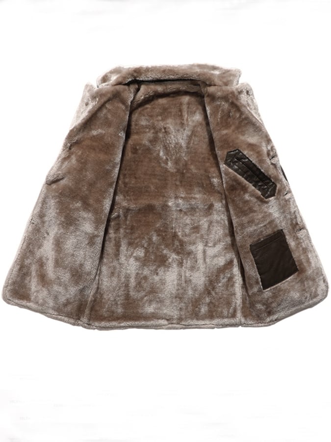 Men'S Plush Large Lapel Fur Mid-Length Coat