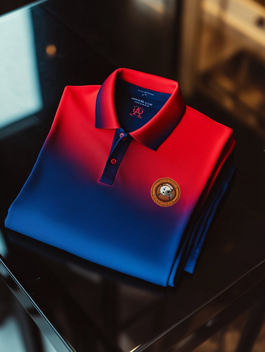 Men's Retro Business Football Logo Print Long Sleeve Polo Shirt