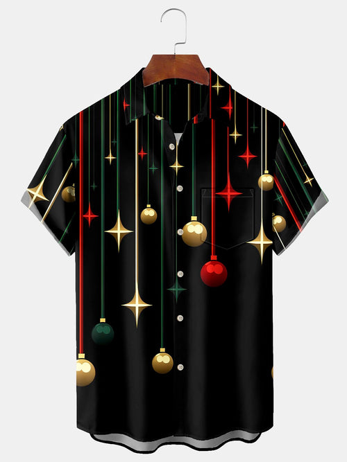 Men's Christmas Ribbons Print Casual Shirt