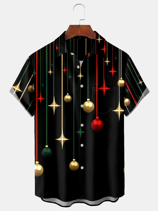 Men's Christmas Ribbons Print Casual Shirt
