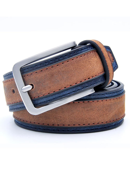 Men's Vintage Outdoor Distressed Color Matching PU Belt