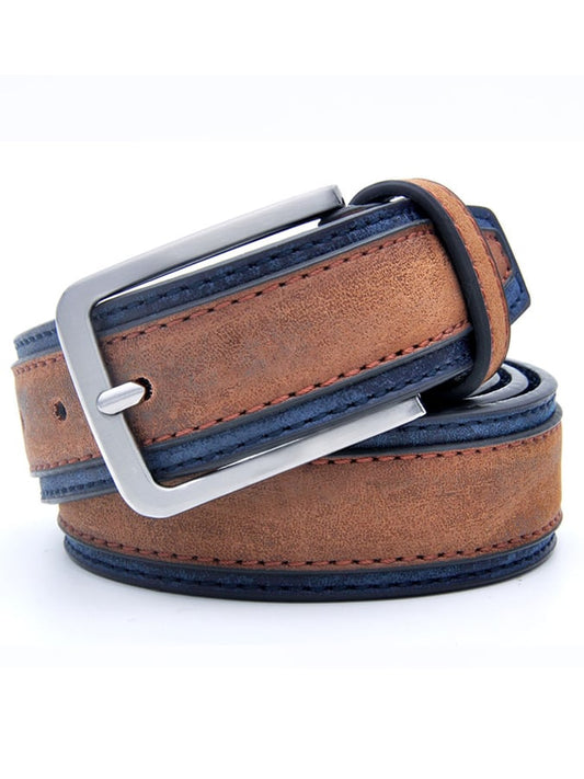 Men's Vintage Outdoor Distressed Color Matching PU Belt