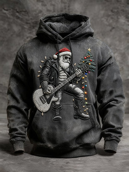 Men's Cool Santa  Print Long Sleeve Hooded Sweatshirt
