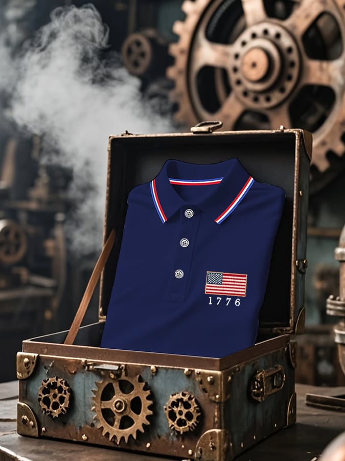 Men's Independence Day American Flag Casual POLO Shirt