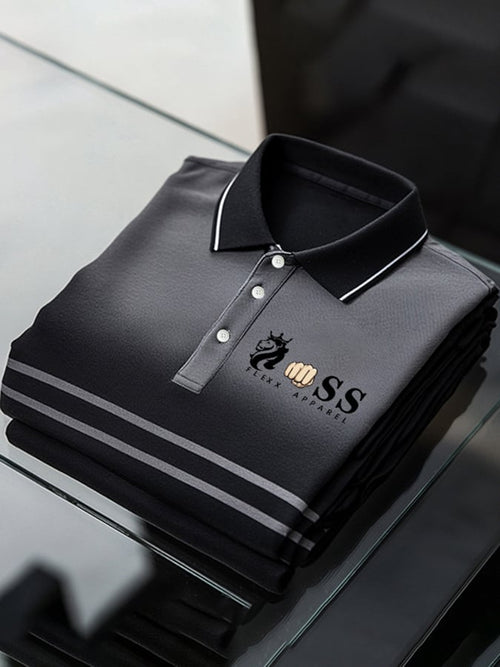 Men's Business Casual Printed Short Sleeve Polo Shirt