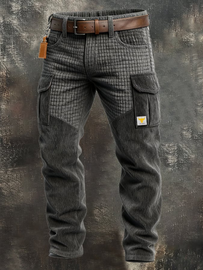 Men's Retro Outdoor Corduroy Multi-Function Pocket Work Pants