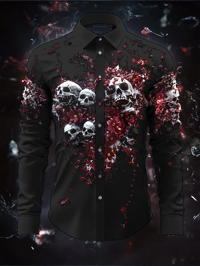 Men's Vintage Art Skull Shirt