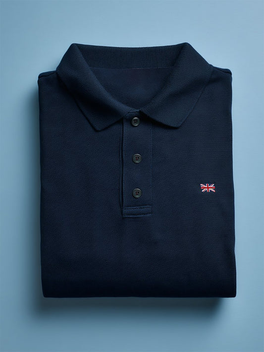 Men's Business Casual Union Jack Button Short Sleeve Polo Shirt