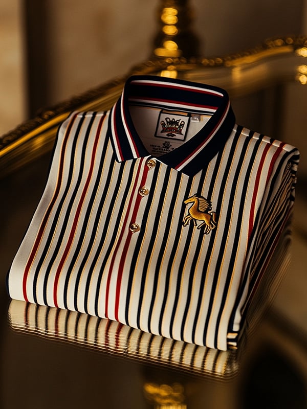 Men's Business Casual Logo Button Short Sleeve Polo Shirt