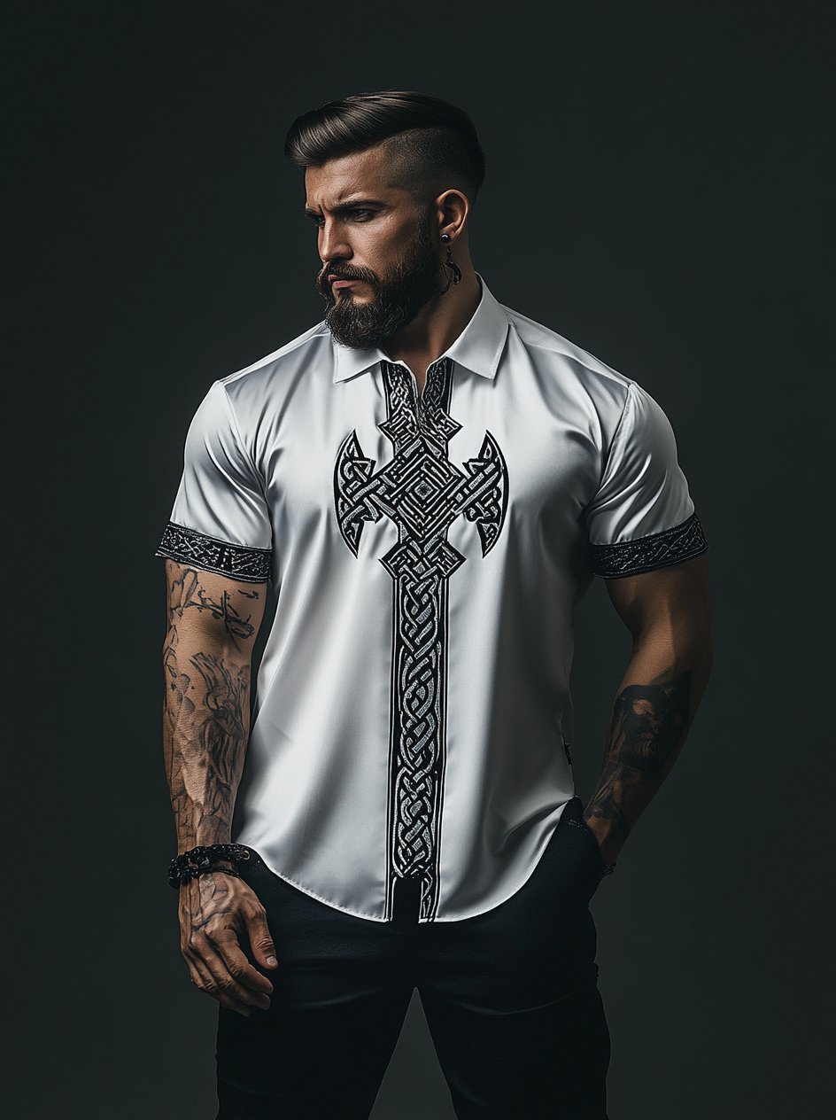 Men's Satin Viking Short Sleeve Shirt