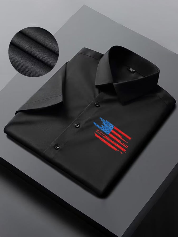 Men's Independence Day American Flag Casual Short Sleeve Shirt