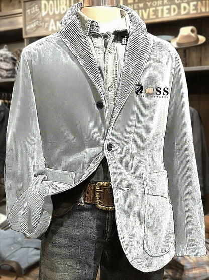 Men's Retro Letter Design Printed Casual Jacket