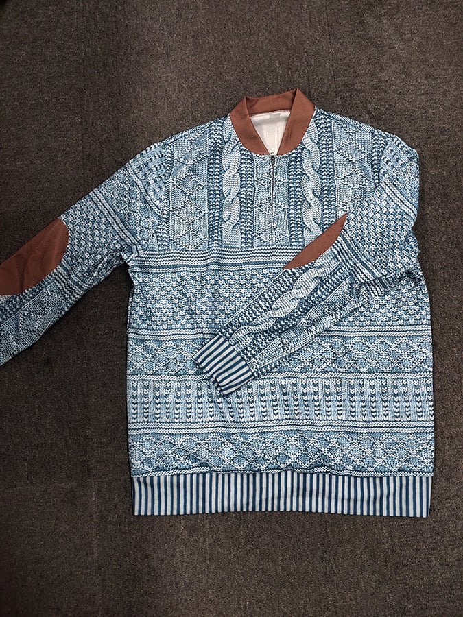 Men's Vintage Knit Print Zip-Up Sweatshirt