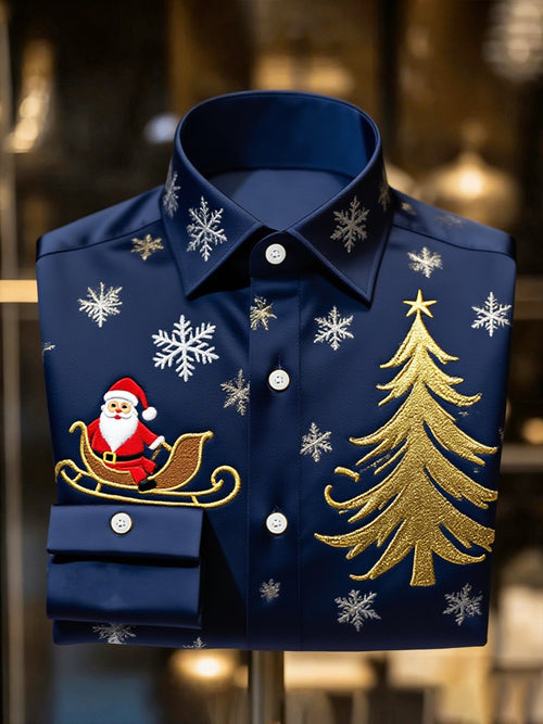 Men's Luxury Christmas Party Long Sleeve Button-Down Shirt